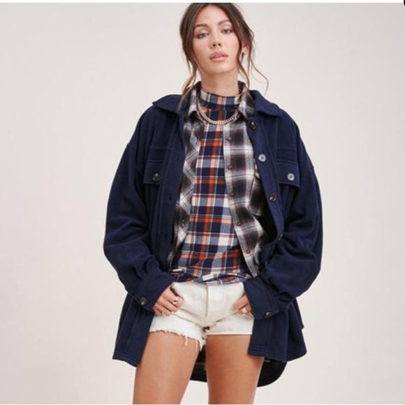 Insanely Soft NWTGS Navy Blue Fleece Shacket - Picture 7 of 8